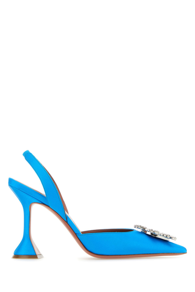 AMINA MUADDI AMINA MUADDI TURQUOISE SATIN BEGUM PUMPS