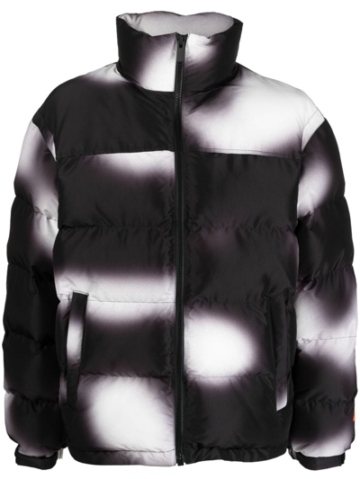 Heron Preston Ex-ray Aop Blur Nylon Puffer Jacket In Black