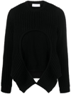 OFF-WHITE LAYERED RIBBED-KNIT JUMPER
