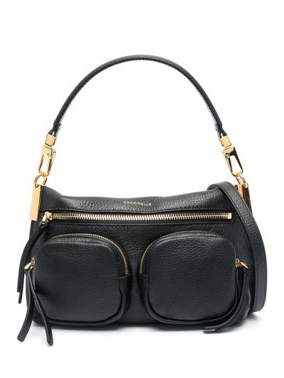 Coccinelle Small Hyle Leather Tote Bag In Schwarz