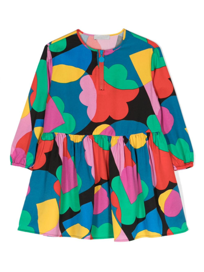 Stella Mccartney Kids' Abstract-print Flared Dress In Blue