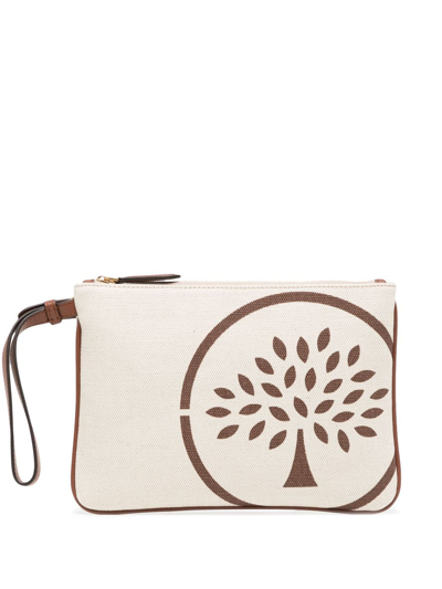 Mulberry Tree-print Canvas Makeup Bag In Brown