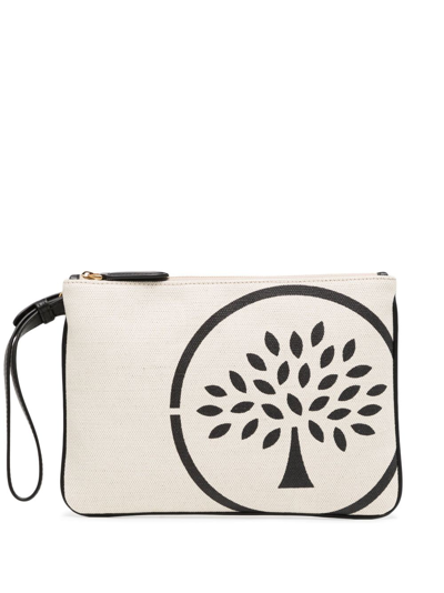 Mulberry Tree-print Canvas Makeup Bag In Beige