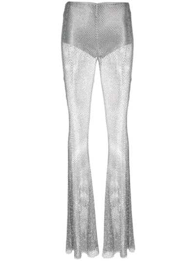 Giuseppe Di Morabito Fishnet Palazzo Trousers In Metallic