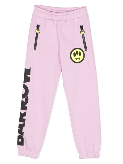 Barrow Kids' Logo-print Cotton Track Trousers In Pink