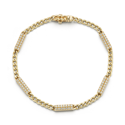 Dana Rebecca Designs Sylvie Rose Cuban Chain Bar Bracelet In Yellow Gold