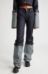 Shop Coperni Hybrid Belted Cuff Straight Leg Jeans In Dark Navy