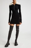 Coperni Zipped Wool Knit Long Sleeve Mini Dress In Black