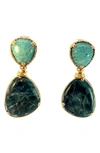 Gas Bijoux Silia Semiprecious Stone Drop Earrings In Green