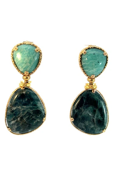 Gas Bijoux Silia Semiprecious Stone Drop Earrings In Green