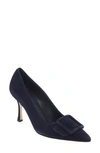 Manolo Blahnik 50mm Maysale Suede Pumps In Navy