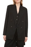 Vince Drapey Tencel Double-breasted Blazer In Black