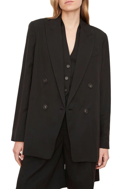 Vince Drapey Tencel Double-breasted Blazer In Black