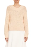 Vince Drop-shoulder V-neck Sweater In Light Peach