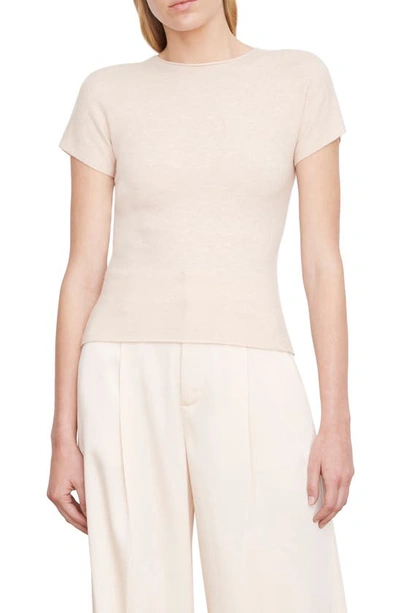 Vince Wool-cashmere Blend Knit T-shirt In Heather Chanterelle