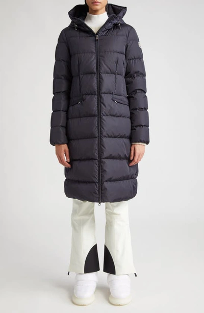 Moncler Cavettaz Hooded Long Down Jacket, Women, Black, Size: 3