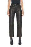 Frame Le Jane Crop Recycled Leather Pants In Noir In Noir