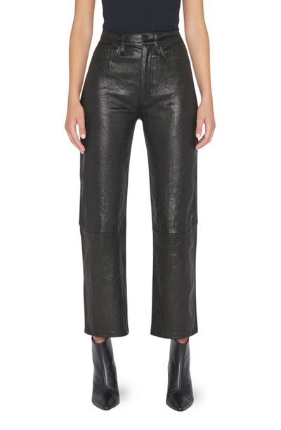 Frame Le Jane Crop Leather Bootcut Pants In Noir