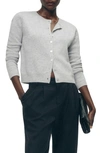 Reformation Clara Cashmere Crew Cardigan In Light Grey