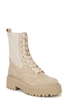 Sam Edelman Lydell Womens Mixed Media Lace Up Ankle Boots In Sesame