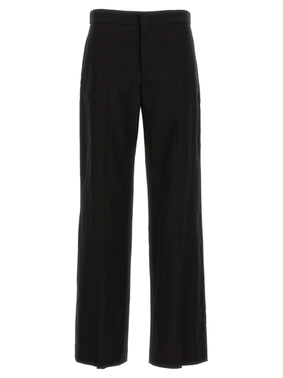 Isabel Marant Wide Leg Satin Tape Scarly Trousers In Black