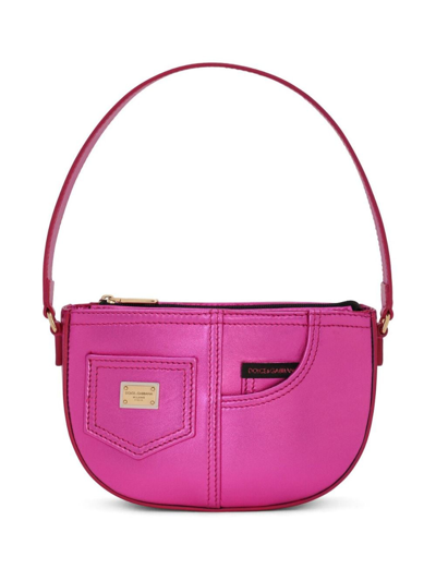 Dolce & Gabbana Kids' Logo-plaque Patent-leather Shoulder Bag In Fuchsia