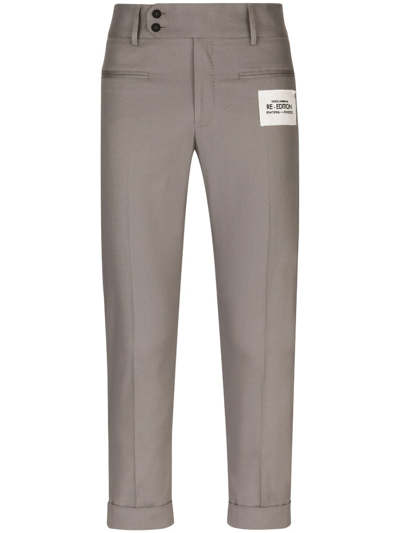 Dolce & Gabbana Pressed-crease Cropped Trousers In Grey