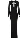 Dolce & Gabbana Long Tulle Dress With Rhinestone Cross Embellishment In Black