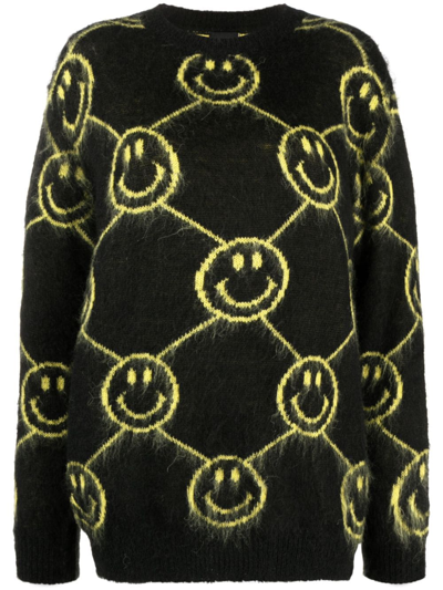 Joshua Sanders Smiley-face Intarsia-knit Jumper In Black