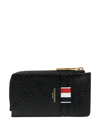 THOM BROWNE PEBBLED-LEATHER HALF-ZIP WALLET