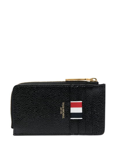 Thom Browne Pebbled-leather Half-zip Wallet In Black