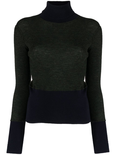 Thom Browne Roll-neck Ribbed Knit Jumper In Green