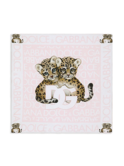 Dolce & Gabbana Babies' Leopard-print Quilted Blanket In Pink