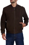Cole Haan Signature Suede Bomber Jacket In Dark Chocolate