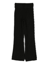 Msgm Logo-patch Cable-knit Trousers In Nero