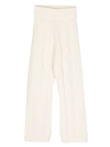MSGM WHITE BRAIDED KNITTED TROUSERS