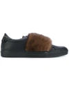 Givenchy Leather Sneakers With Fur Band In Black
