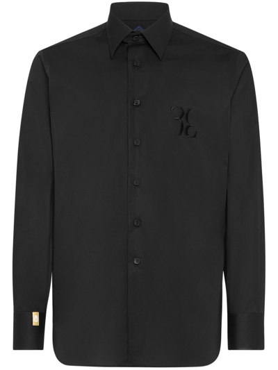 Billionaire Logo-embroidery Cotton Shirt In Black