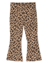 Monnalisa Flared Leopard-print Trousers In Brown
