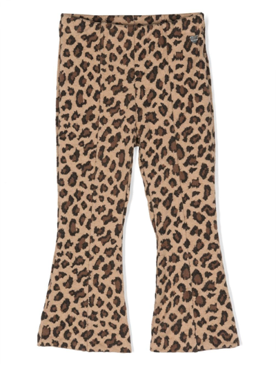 Monnalisa Flared Leopard-print Trousers In Brown