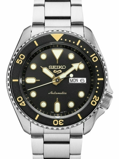 Pre-owned Seiko 5 Sports Srpd57 Black Dial Lumi Brite Hands Stainless Steel Srpd57-new