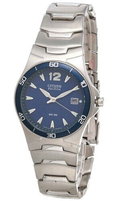 Pre-owned Citizen Eco-drive Blue Dial Ss Men's Watch Bm1230-56l