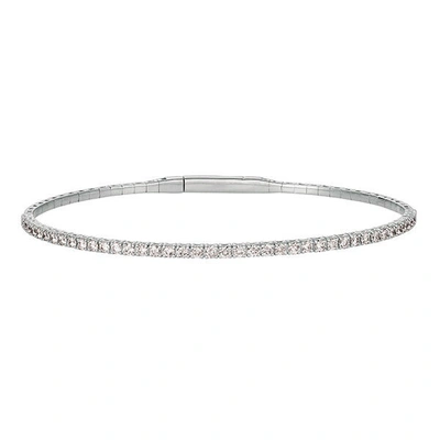 Pre-owned Morris 5.00 Ct Natural Diamond Flexible Bangle Bracelet G-h Si 14k White Gold 7''