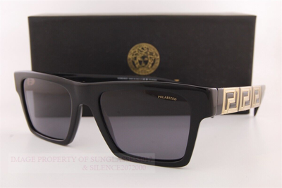 Pre-owned Versace Brand  Sunglasses Ve 4445 Gb1/81 Black/gray Polarized For Men Women