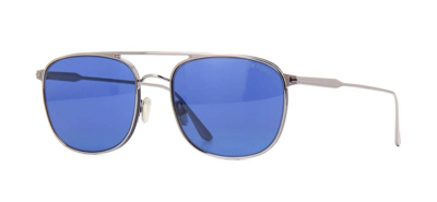 Pre-owned Tom Ford Nickie-02 Ft 1107 Shiny Silver/grey Shaded (16c) Sunglasses In Blue