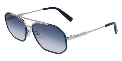 Pre-owned Ferragamo Salvatore  Sf303sl Sunglasses Silver/octane Blue 60 & Authentic