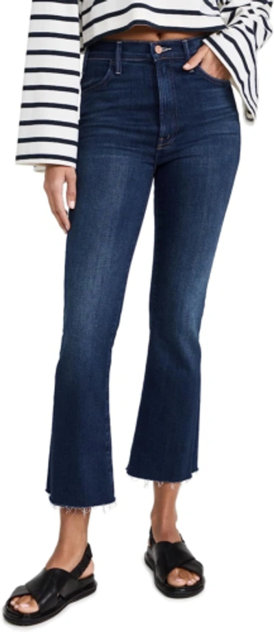 Pre-owned Mother Women's The Hustler Ankle Fray Jeans In Blue