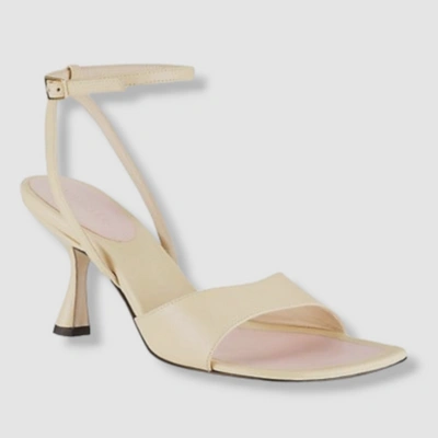 Pre-owned Wandler $700  Women's Ivory Julio Lambskin Ankle-strap Sandal Shoe Sz Eu 39/us 9 In White