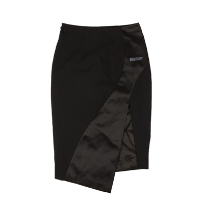 Pre-owned Off-white C/o Virgil Abloh Black Satin Spiral Split Skirt Size 2/38 $770
