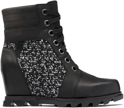 Pre-owned Sorel Women's Joan Of Arctic Wedge Iii Lexie Boot Black-sea Salt, Size 9 Us